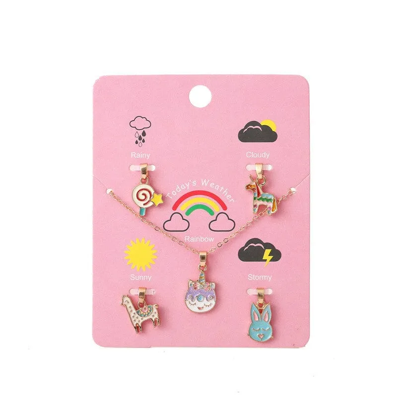 Cartoon DIY Alloy Pendant Necklace Set