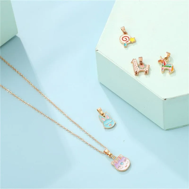Cartoon DIY Alloy Pendant Necklace Set