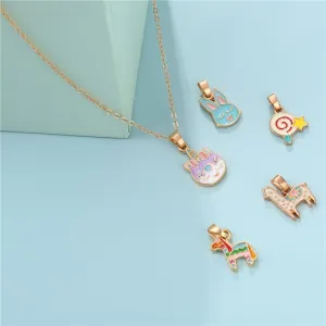 Cartoon DIY Alloy Pendant Necklace Set