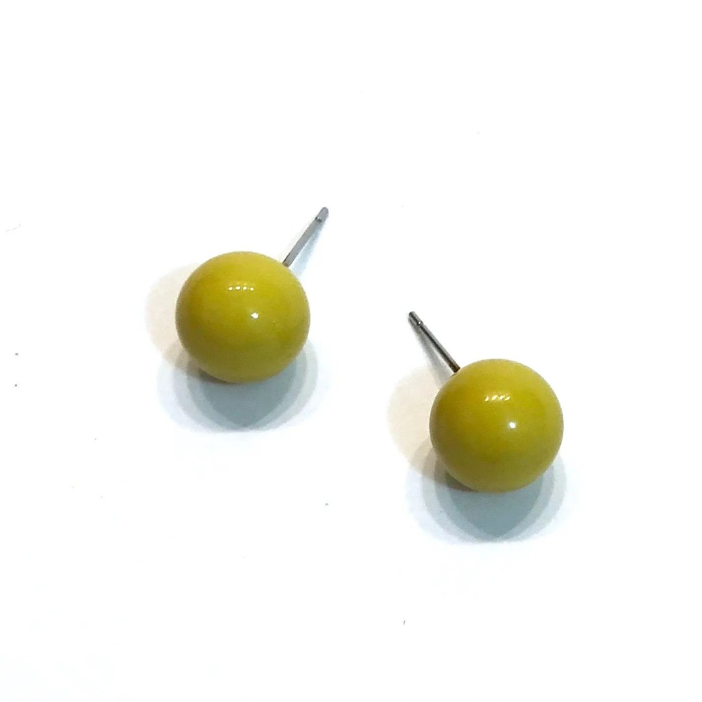 Chartreuse Lucite Ball Stud Earrings