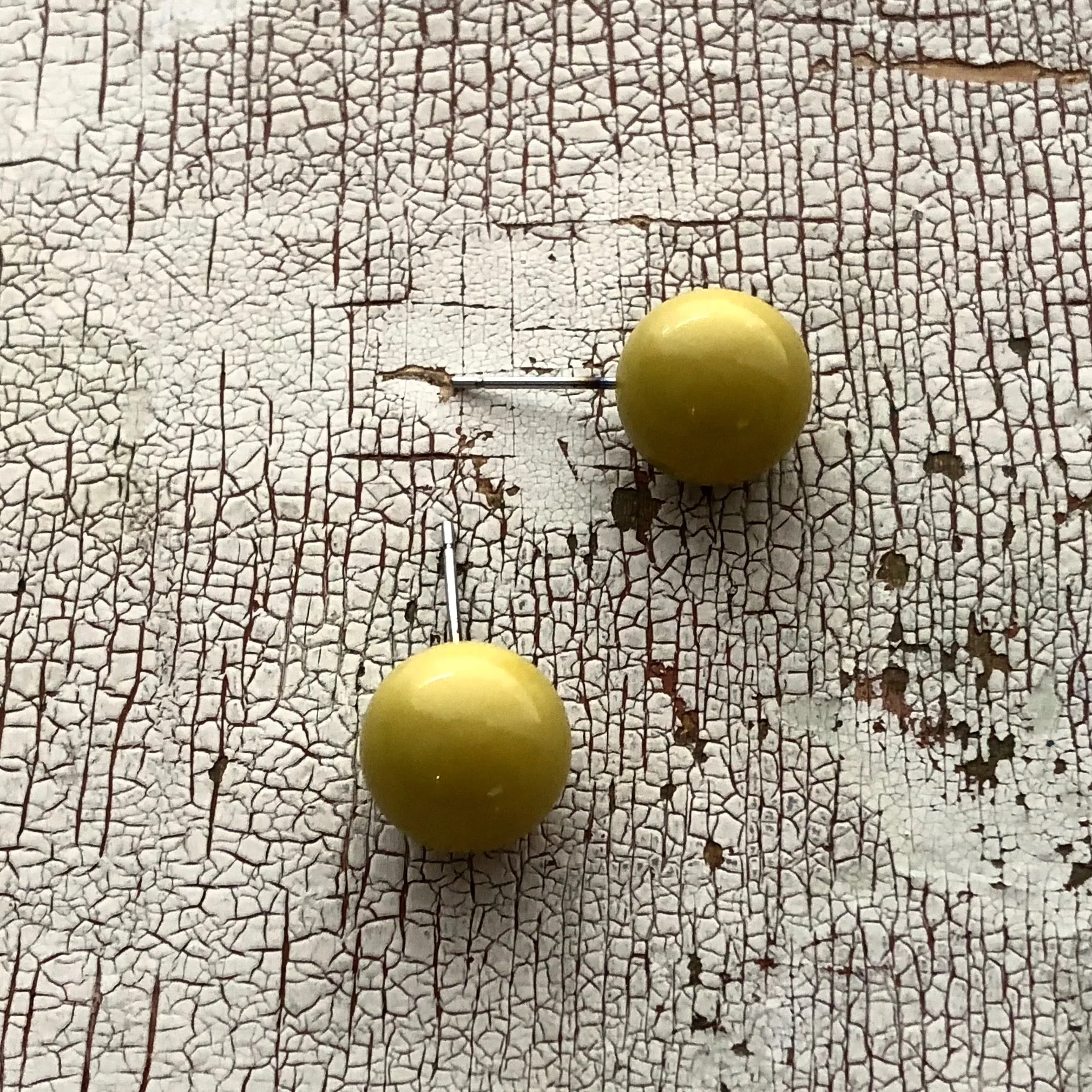 Chartreuse Lucite Ball Stud Earrings