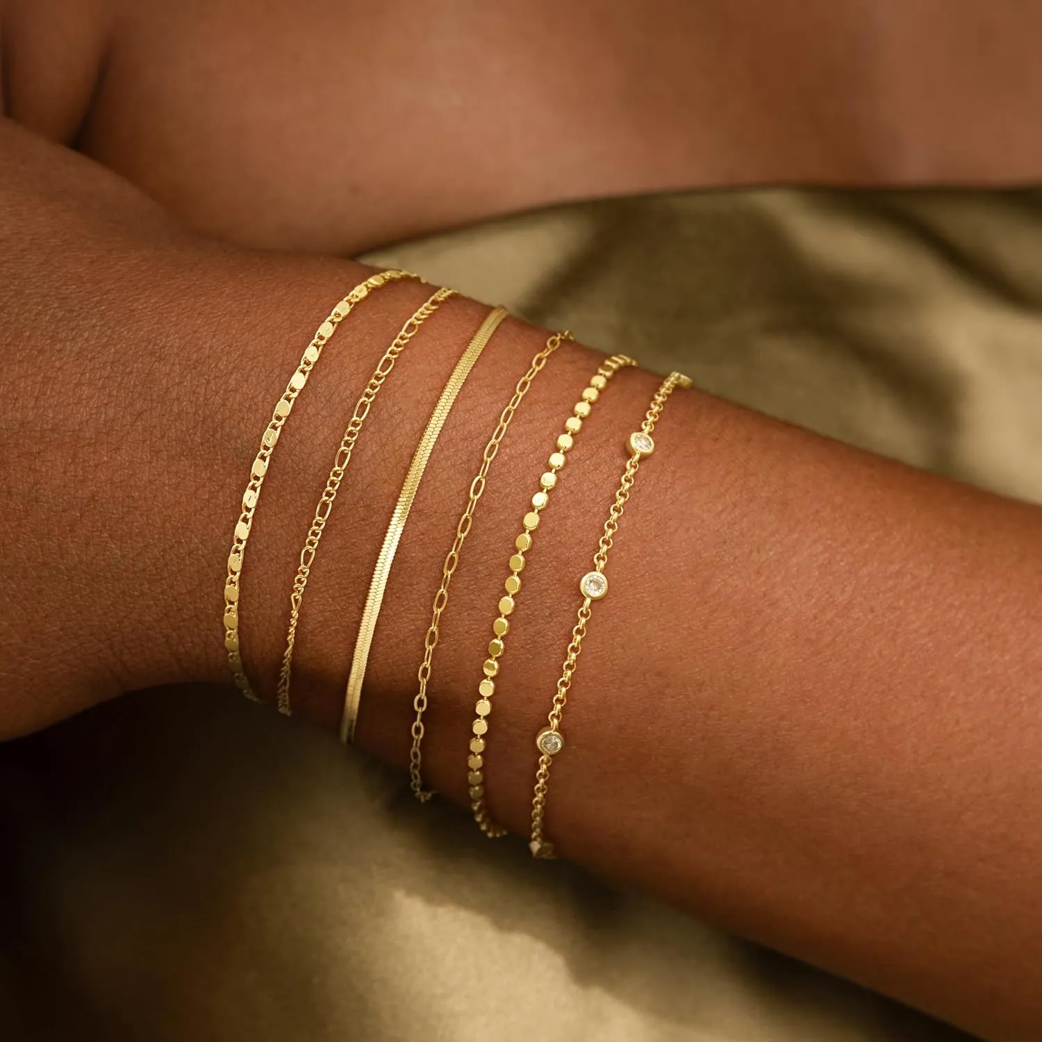 CHESKY Gold Bracelets for Women Non Tarnish, 14K Real Gold Plated Dainty Bracelets for Women Waterproof Cute Thin Gold Bracelet Stack Fashion Accessories Gold Jewelry for Women
