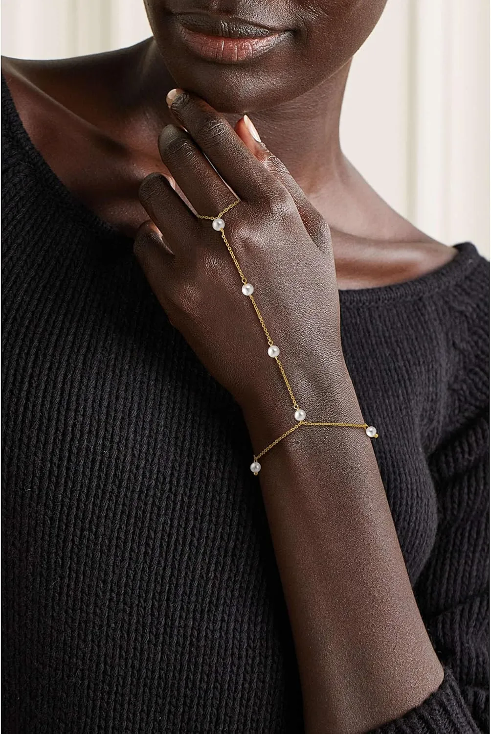 CHESKY Hand Chain Bracelet for Women Trendy, Dainty 14k Gold Plated Ring Bracelets Hand Chain Hypoallergenic Finger Nail Bracelet Gold Hand Jewelry for Women
