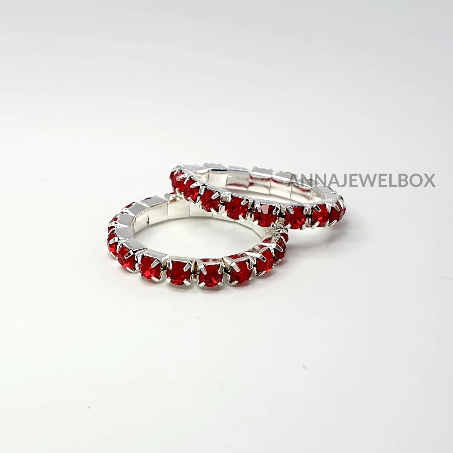 Colour Sparkling Diamante Crystal Elastic Stretch Rings 1 Row