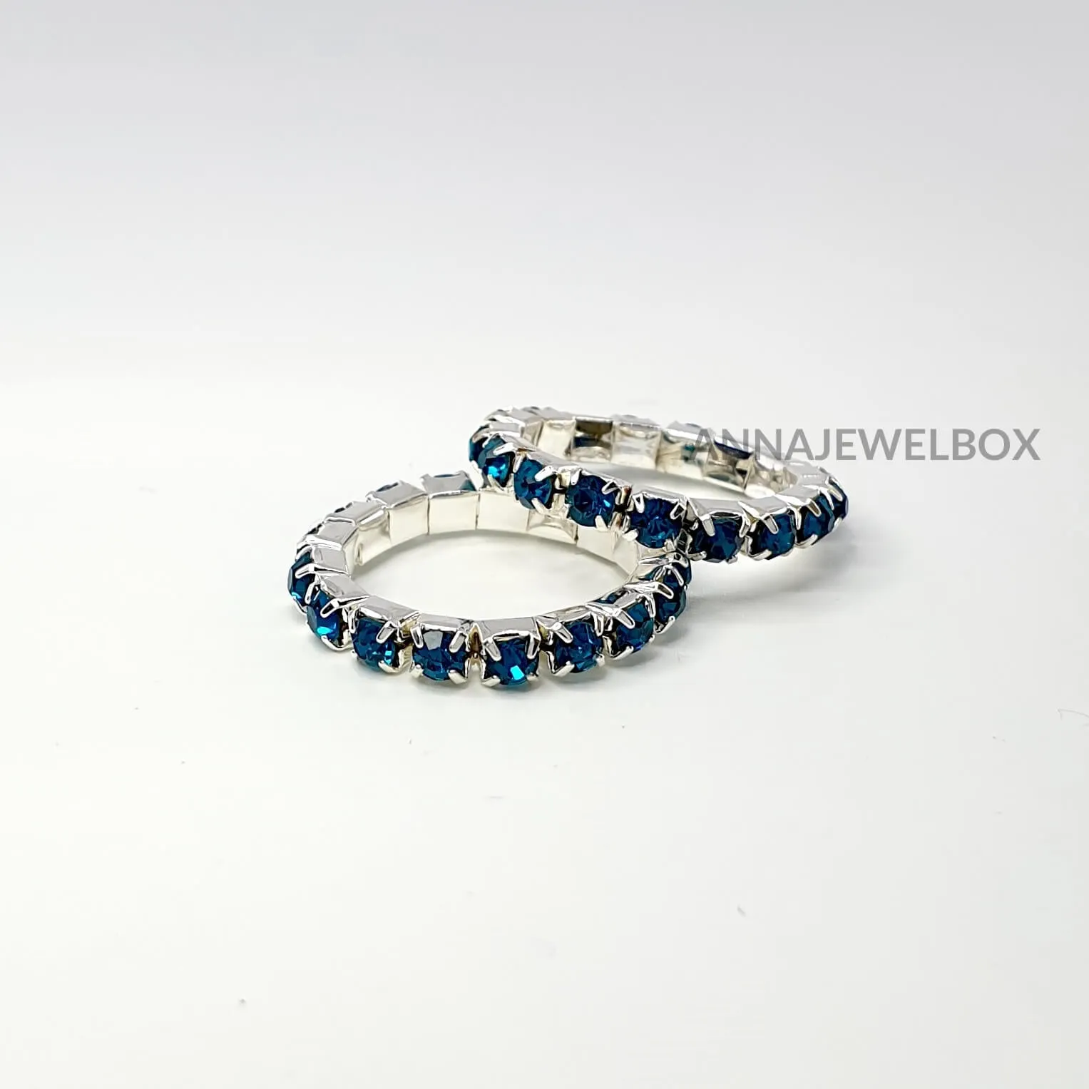 Colour Sparkling Diamante Crystal Elastic Stretch Rings 1 Row