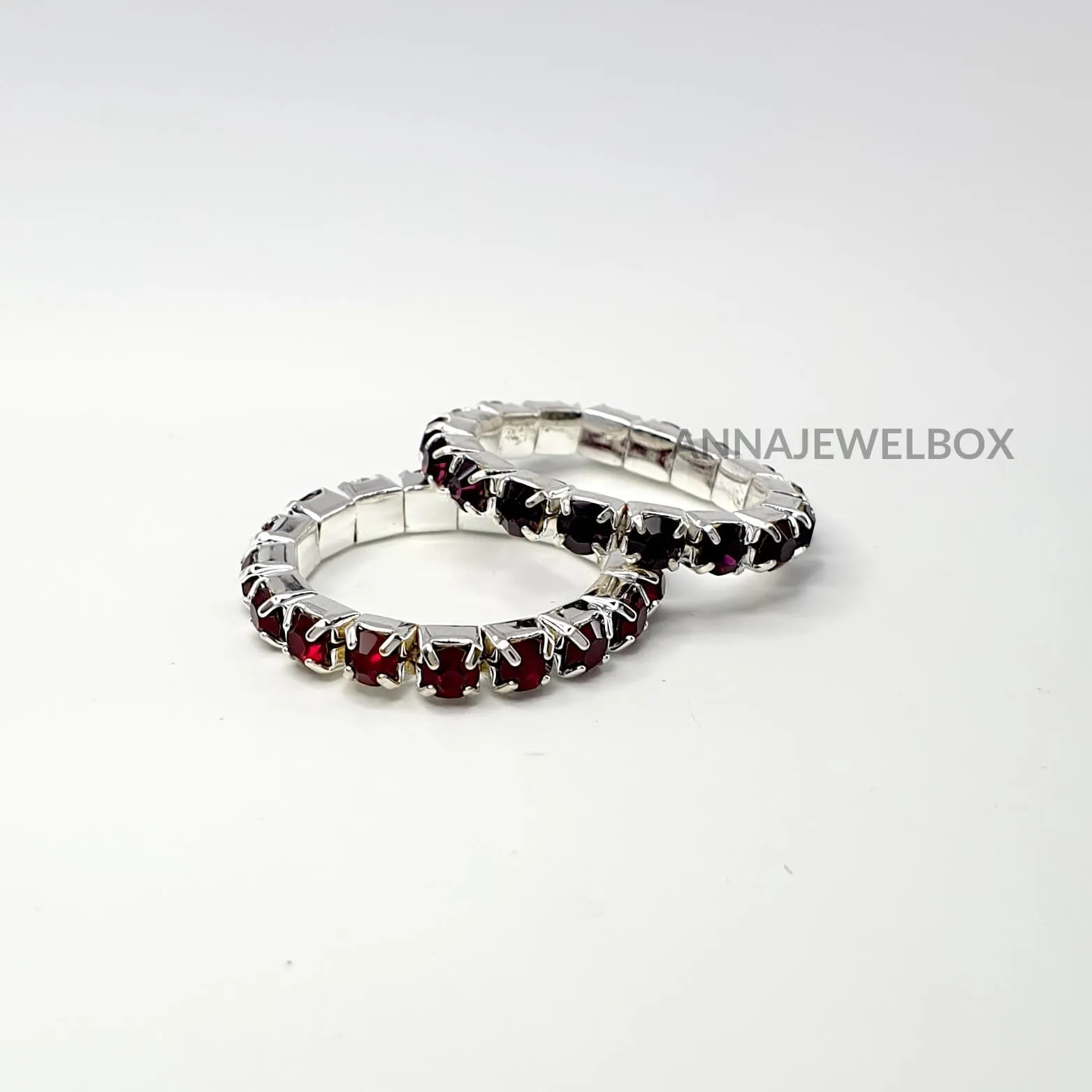 Colour Sparkling Diamante Crystal Elastic Stretch Rings 1 Row