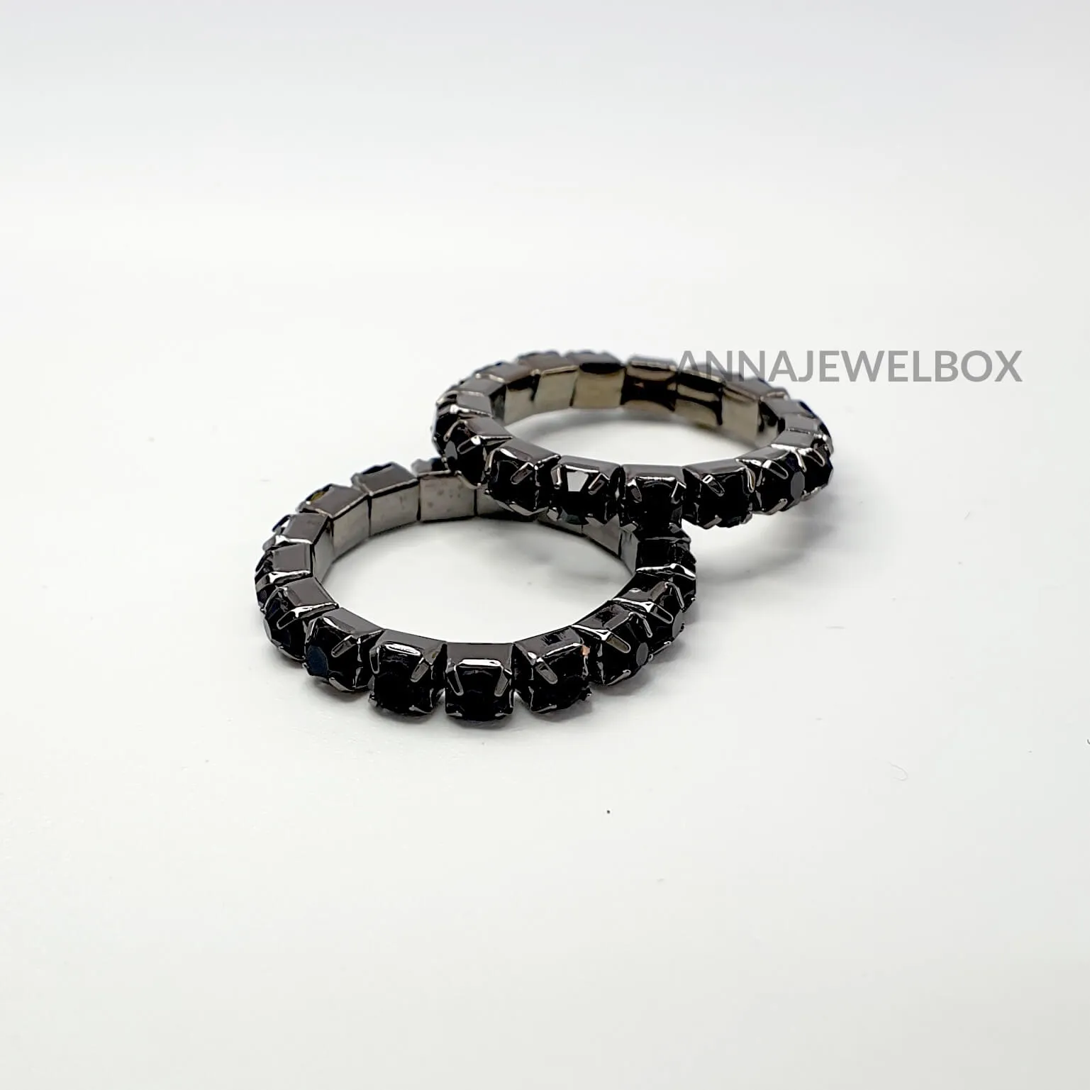 Colour Sparkling Diamante Crystal Elastic Stretch Rings 1 Row