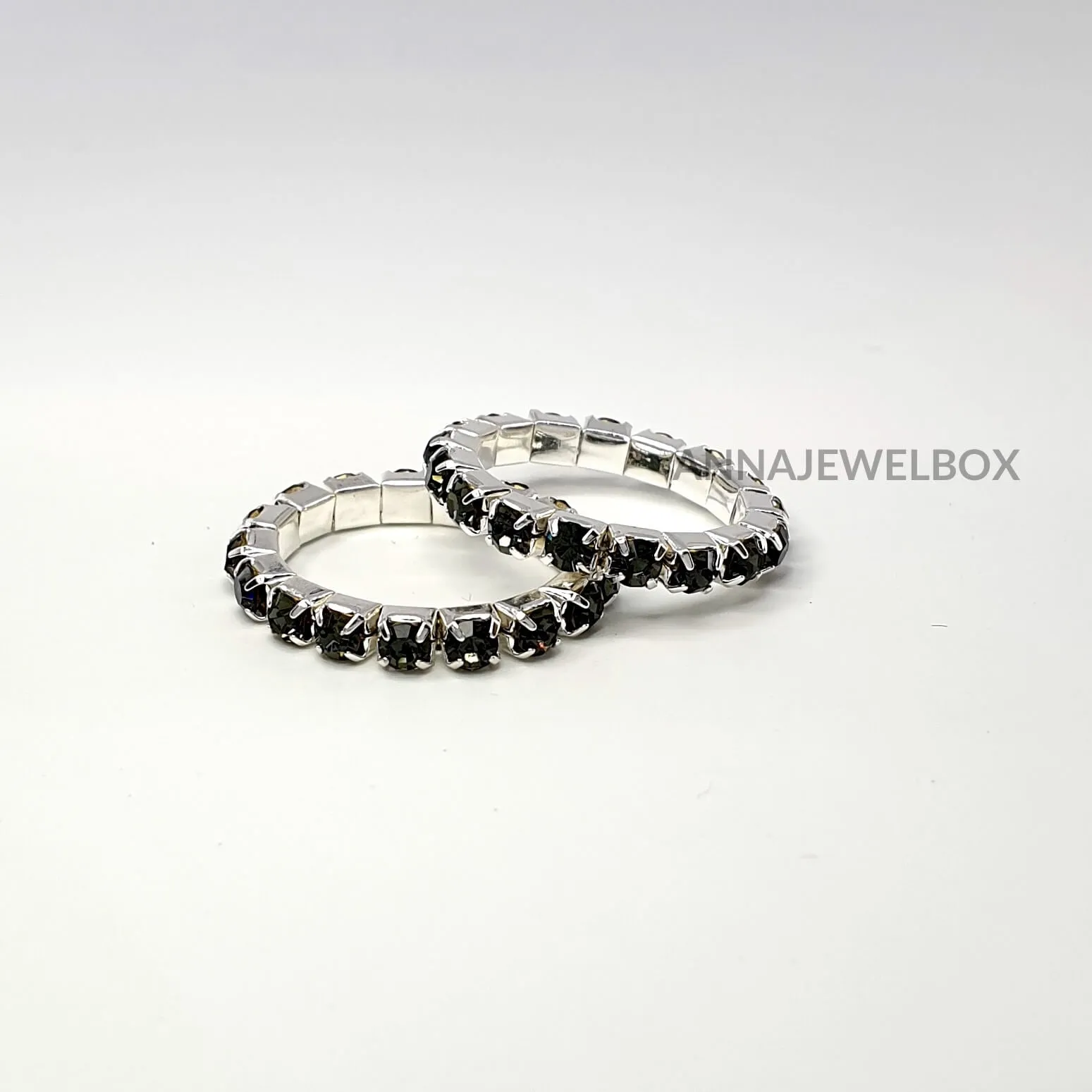 Colour Sparkling Diamante Crystal Elastic Stretch Rings 1 Row