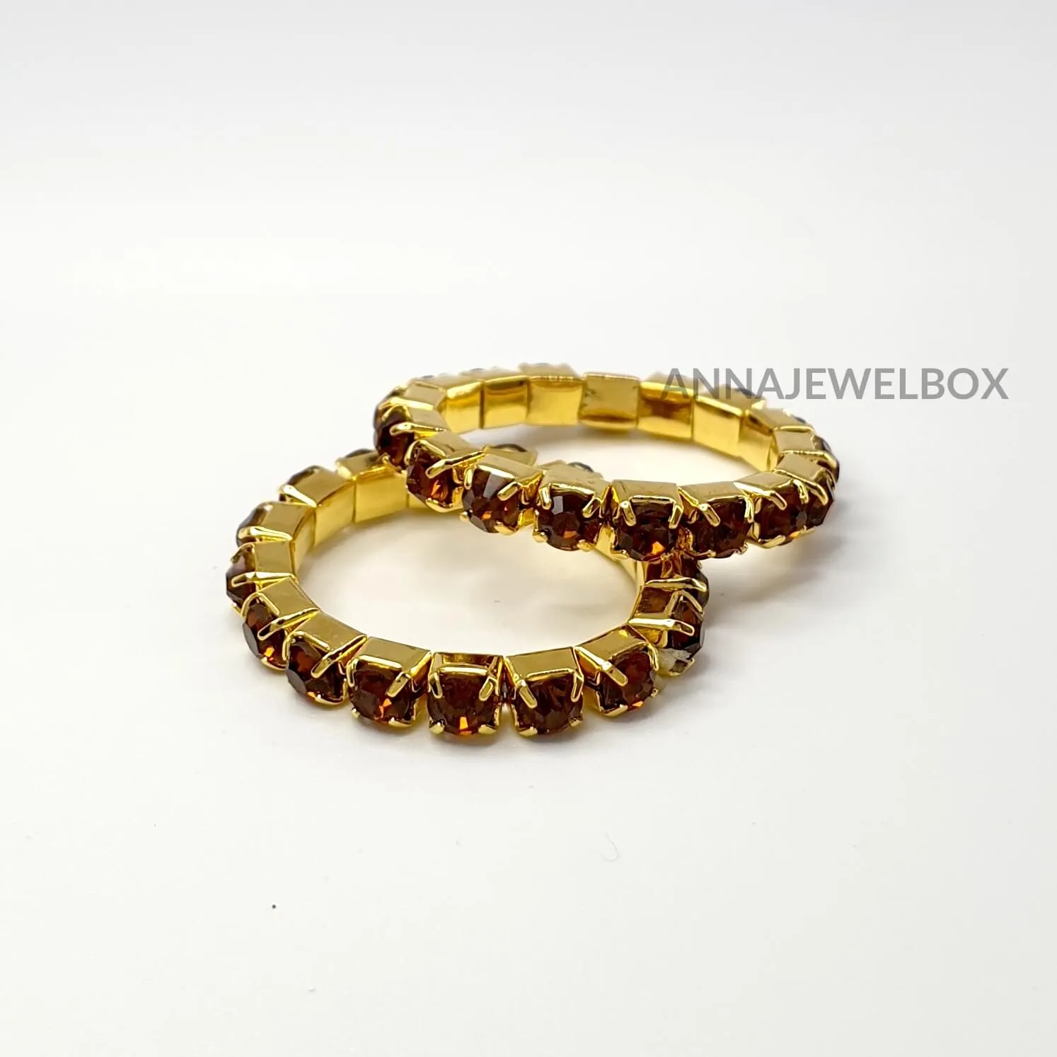Colour Sparkling Diamante Crystal Elastic Stretch Rings 1 Row