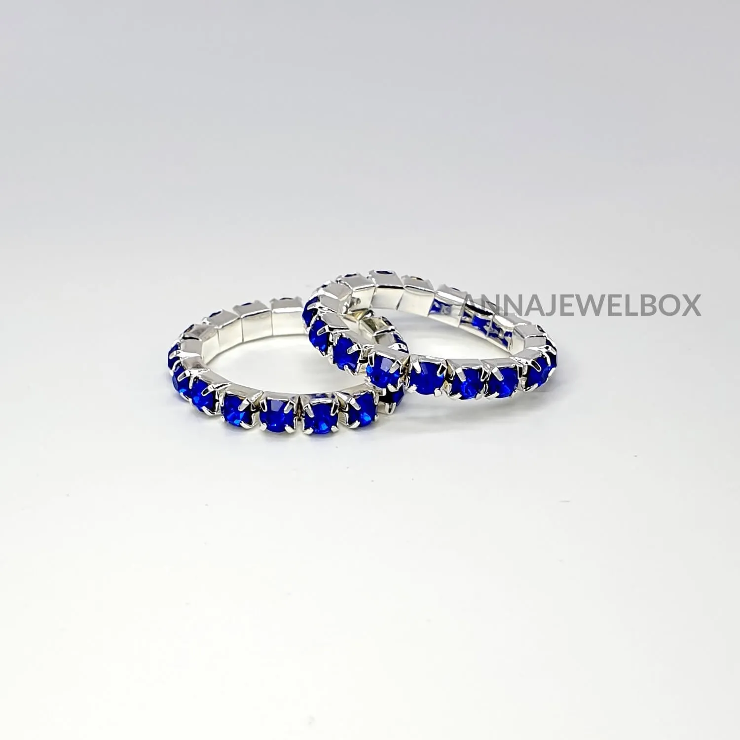 Colour Sparkling Diamante Crystal Elastic Stretch Rings 1 Row