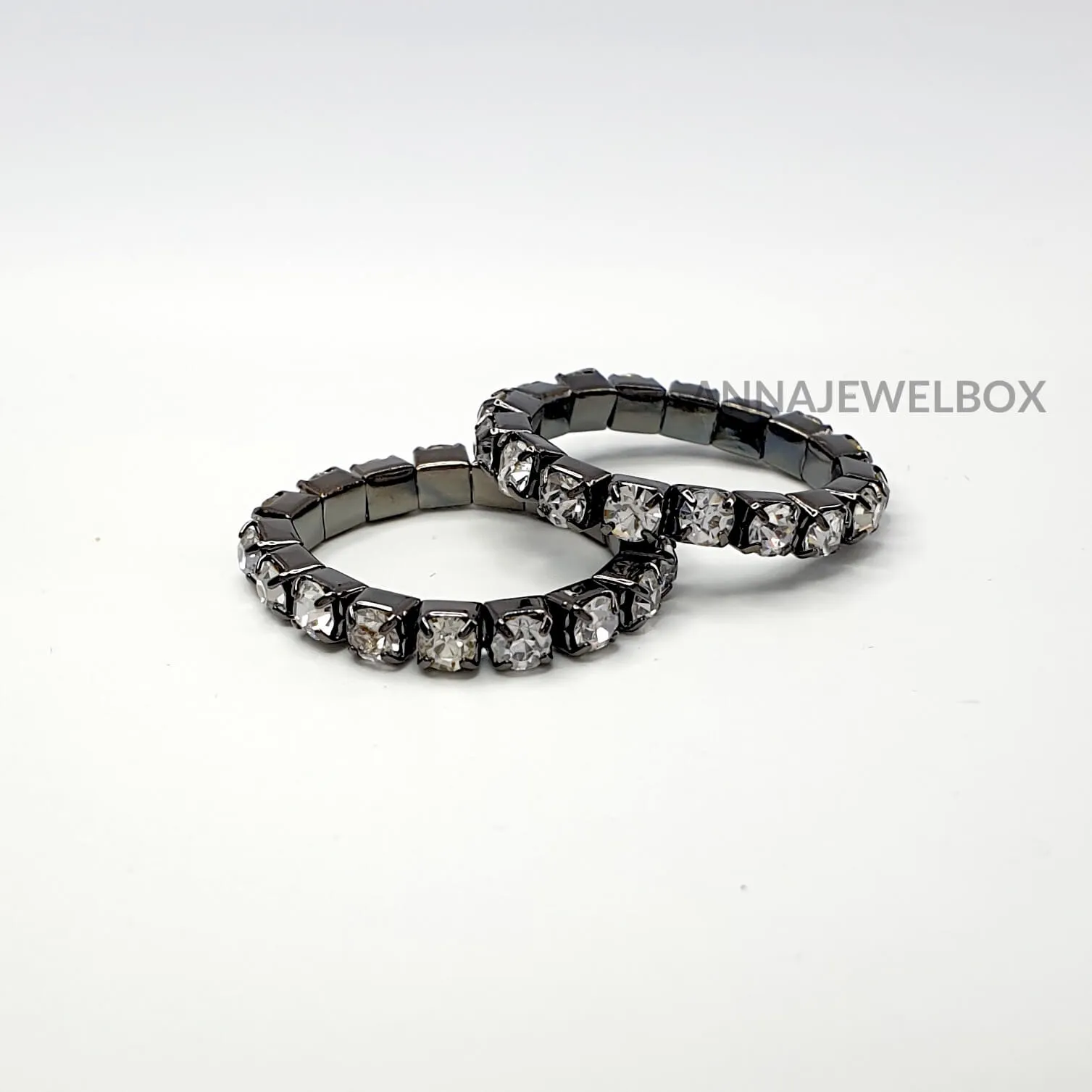 Colour Sparkling Diamante Crystal Elastic Stretch Rings 1 Row