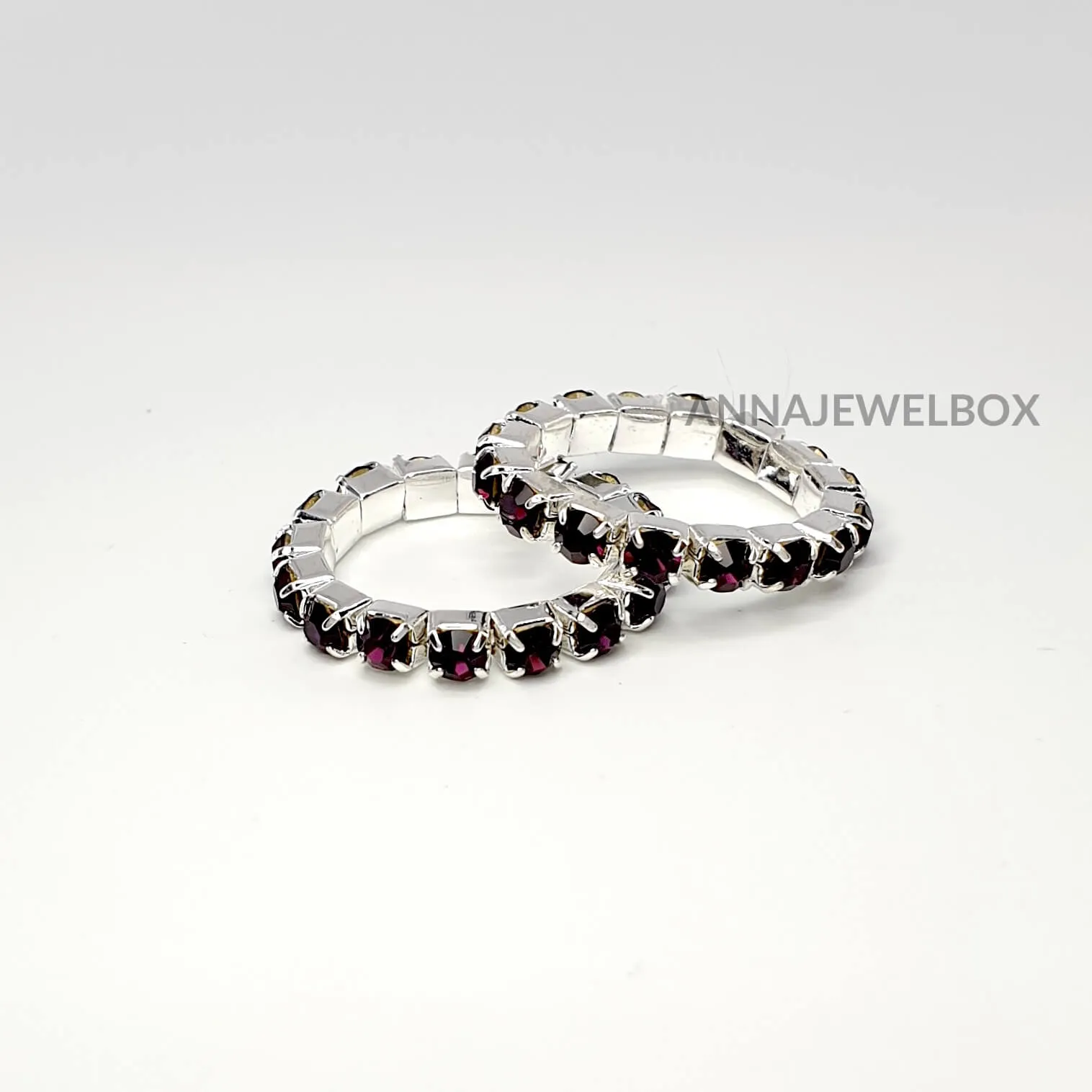 Colour Sparkling Diamante Crystal Elastic Stretch Rings 1 Row