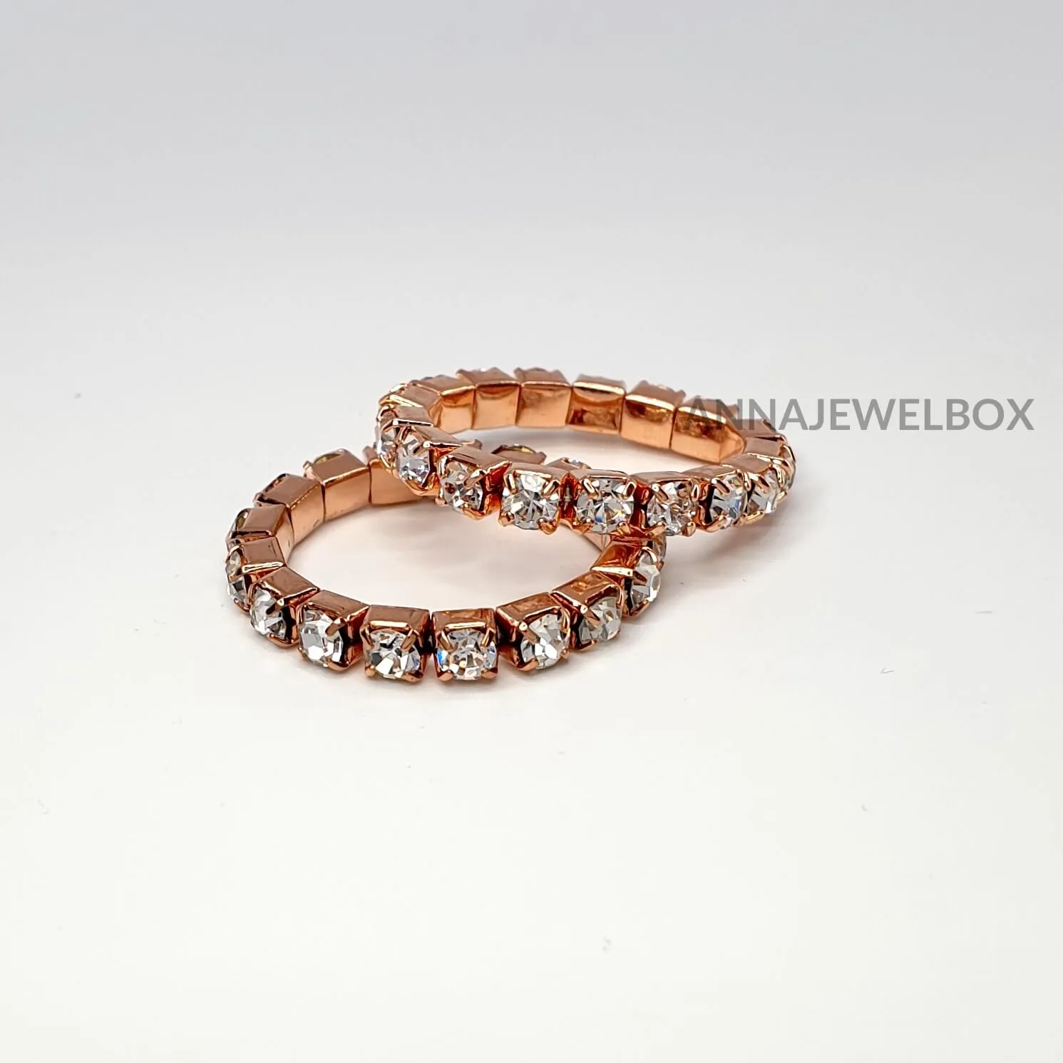 Colour Sparkling Diamante Crystal Elastic Stretch Rings 1 Row