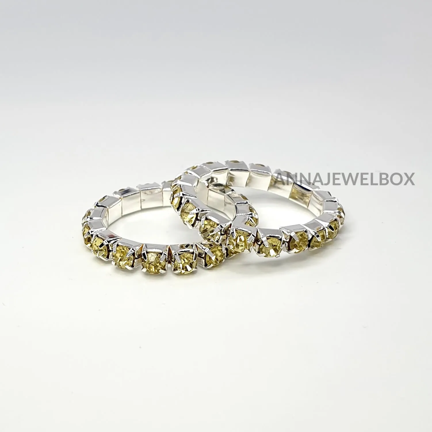 Colour Sparkling Diamante Crystal Elastic Stretch Rings 1 Row