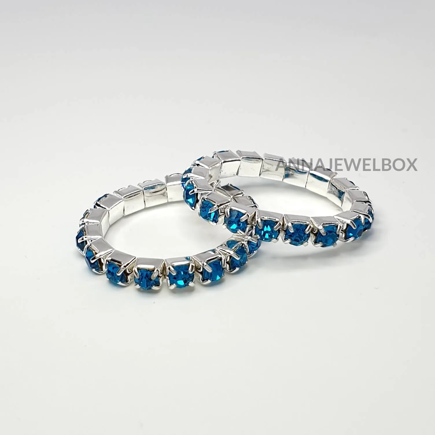Colour Sparkling Diamante Crystal Elastic Stretch Rings 1 Row