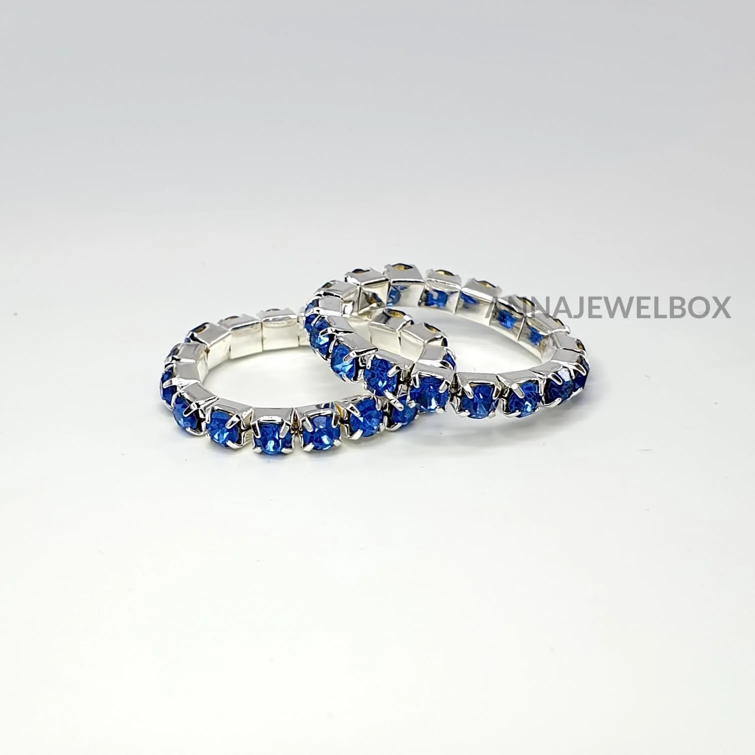 Colour Sparkling Diamante Crystal Elastic Stretch Rings 1 Row