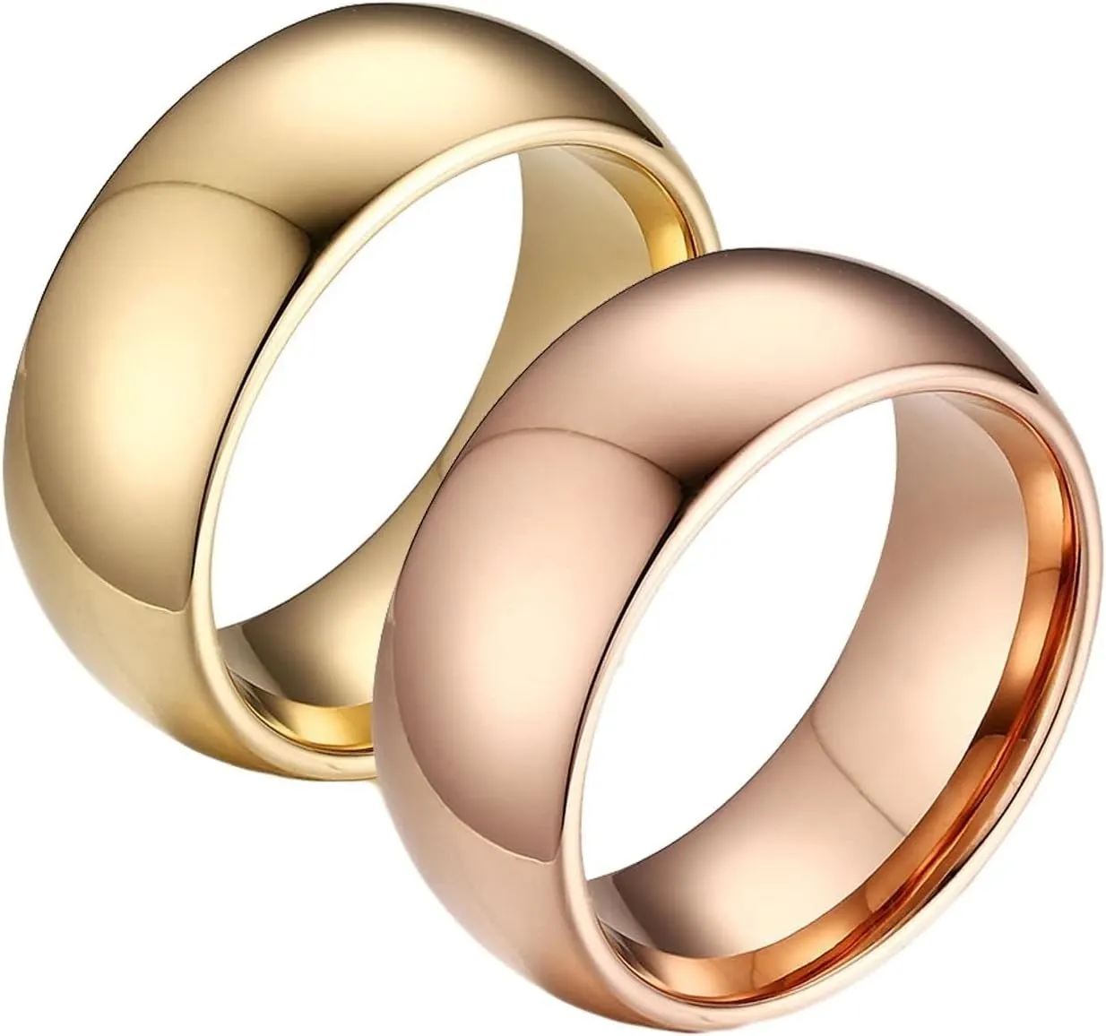 Couple Ring Engrave Couple Rings Promise Rings,Wedding Band Tungsten Gold and Rose Gold Round Ring 8MM Rings Couples