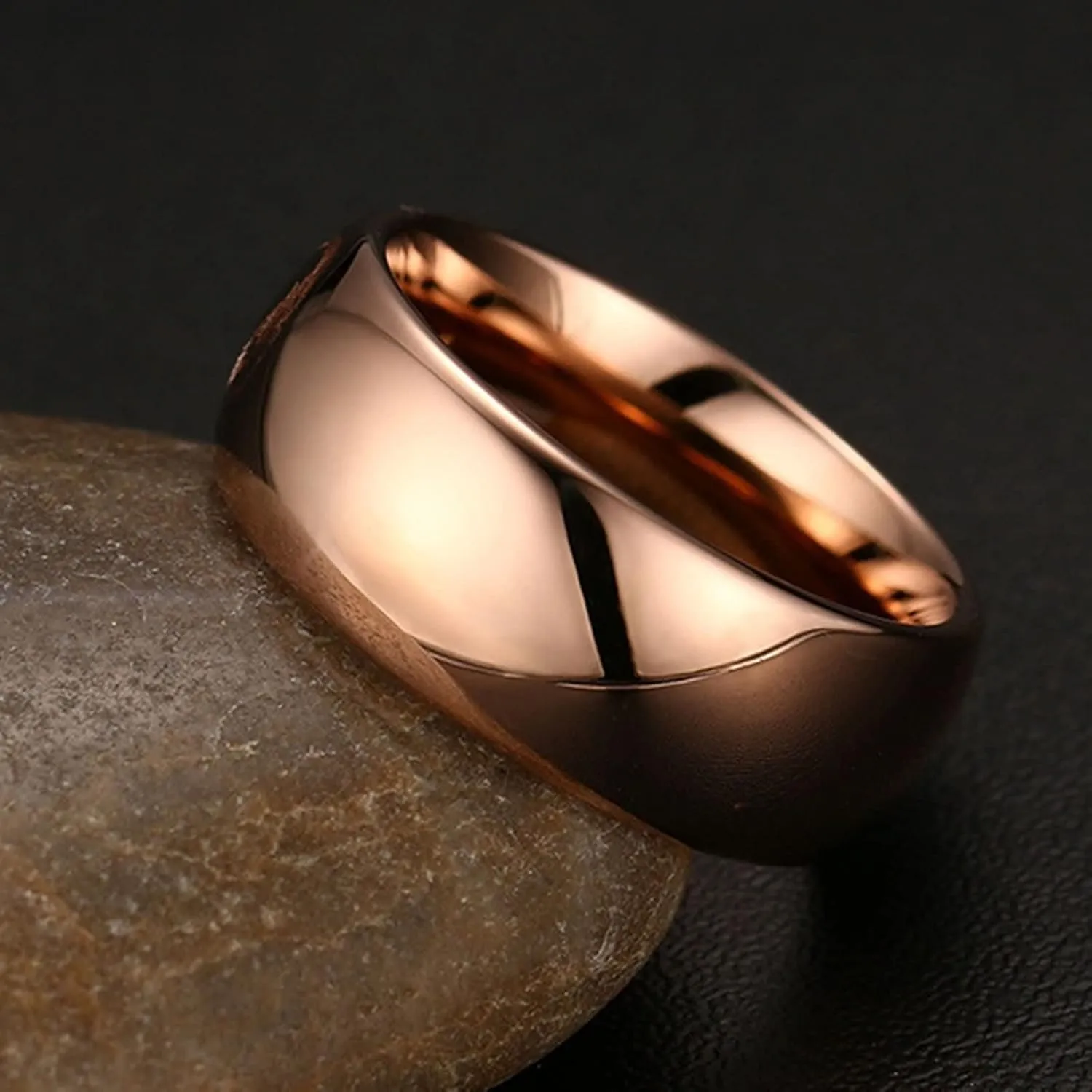 Couple Ring Engrave Couple Rings Promise Rings,Wedding Band Tungsten Gold and Rose Gold Round Ring 8MM Rings Couples