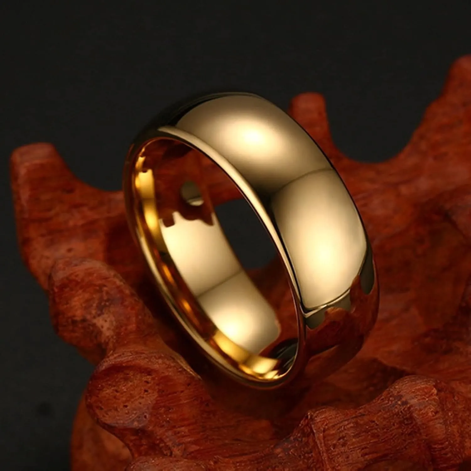 Couple Ring Engrave Couple Rings Promise Rings,Wedding Band Tungsten Gold and Rose Gold Round Ring 8MM Rings Couples
