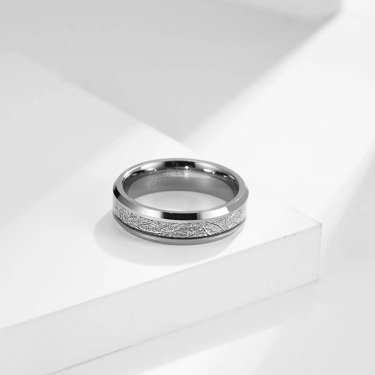 Couple Rings Matching, Womens Tungsten Rings 6mm Silver Ring Inlay Metal Rings for Men and Women