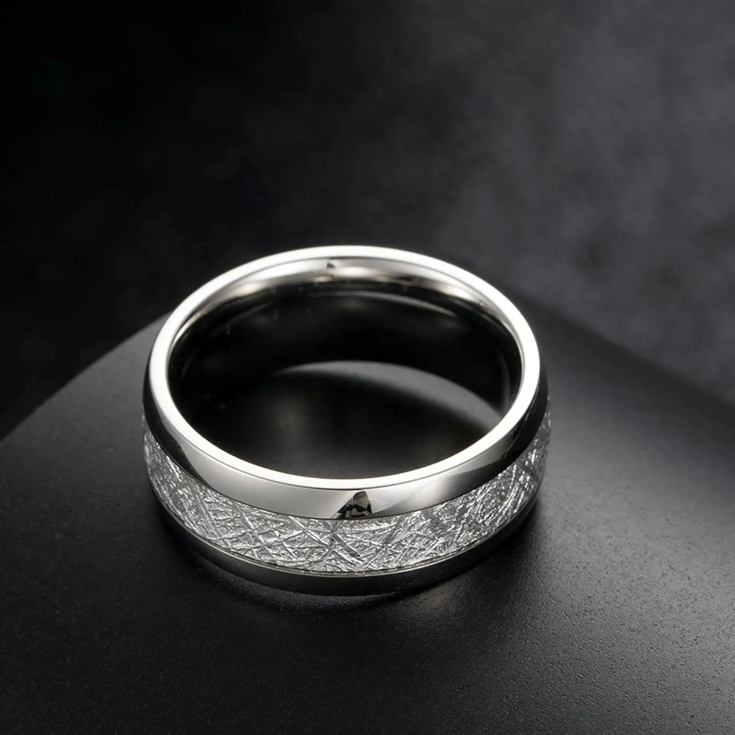 Couple Rings Set Promise Rings Stainless Steel, Custom Made Wedding Rings for Couple Size 7-12 Silver Ring 8MM