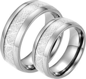 Couple Rings Set Promise Rings Stainless Steel, Custom Made Wedding Rings for Couple Size 7-12 Silver Ring 8MM