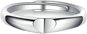 Couple Wedding Rings, Silver Wedding Rings 925 Heart Adjustable Engagement Rings His and Her