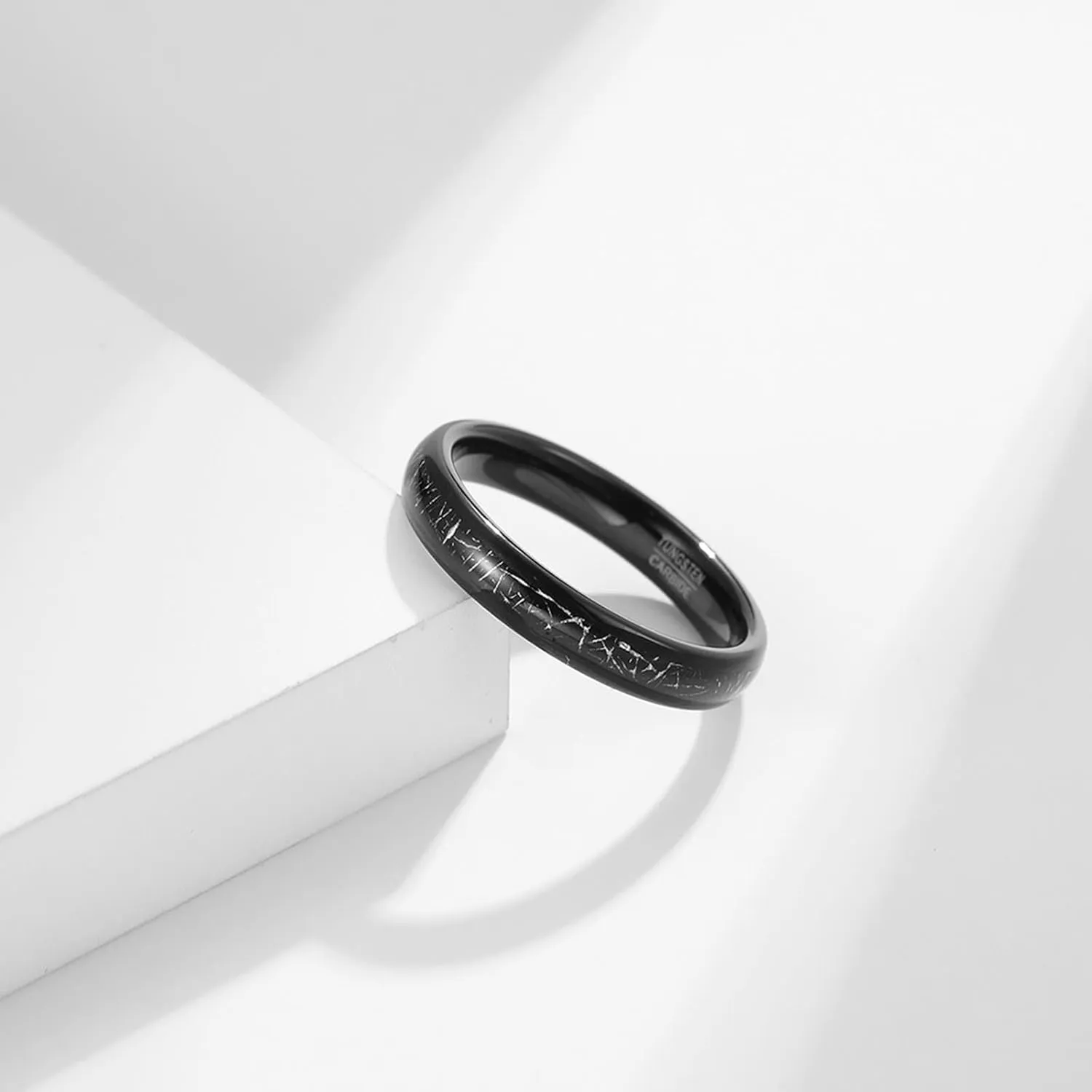 Couples Promise Rings Set, Tungsten Carbide Couples Wedding Rings Set Comfort Fit 4mm Black Ring Inlay Metal