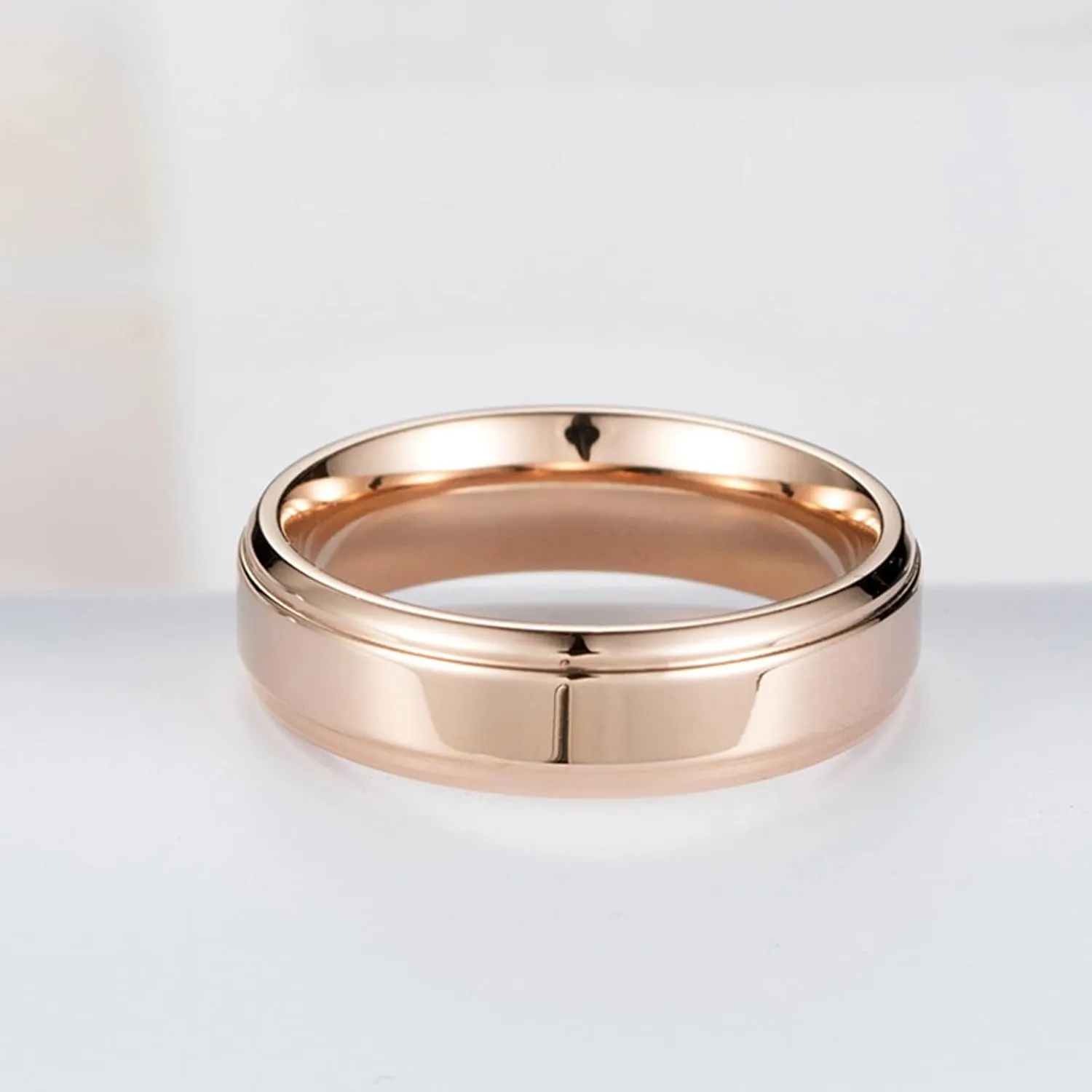 Couples Rings Stainless Steel, Cool Wedding Rings for Couples Size 6-11 Rose Gold Ring 6MM