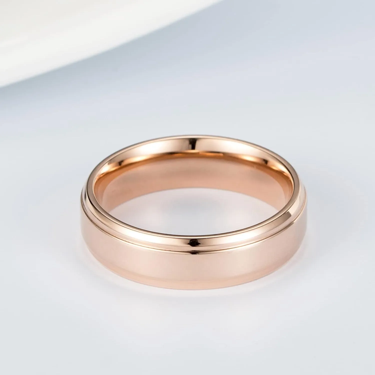 Couples Rings Stainless Steel, Cool Wedding Rings for Couples Size 6-11 Rose Gold Ring 6MM