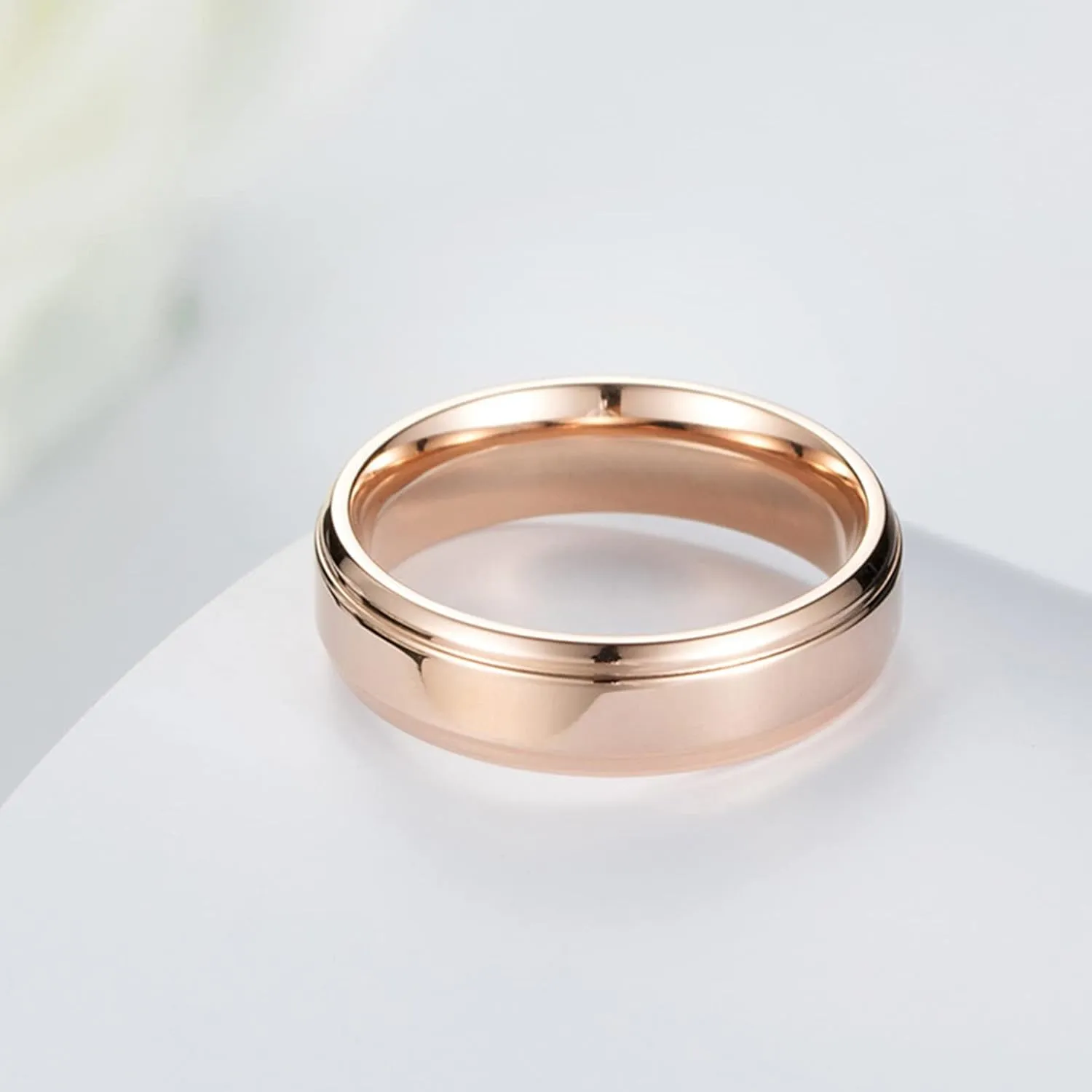 Couples Rings Stainless Steel, Cool Wedding Rings for Couples Size 6-11 Rose Gold Ring 6MM