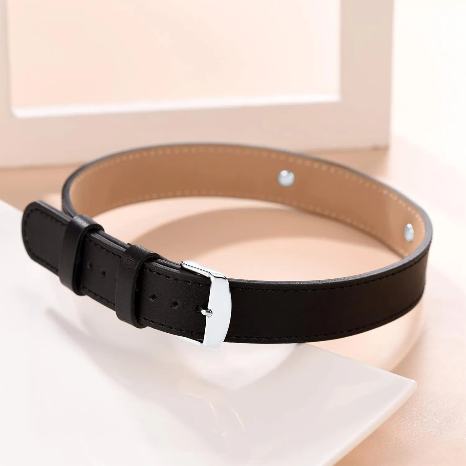 Custom4U Personalized Black Leather Choker Necklace with Picture/Name/Initials/Letters Charm,Custom Made Adjustable Choker Collar Gothic Punk Necklaces Jewelry Gifts for Women