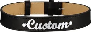 Custom4U Personalized Black Leather Choker Necklace with Picture/Name/Initials/Letters Charm,Custom Made Adjustable Choker Collar Gothic Punk Necklaces Jewelry Gifts for Women
