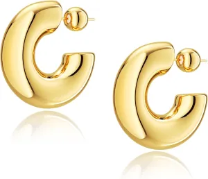 Dainty Small Hoop Earrings for Women -Trendy 14K Gold/Silver Plated Hypoallergenic Lightweight Huggie Earring Double Hoops Earrings for Women Fashion