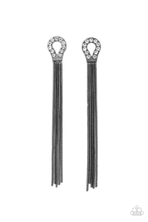 Dallas Debutante Gunmetal Black Chain Earrings - Paparazzi Accessories