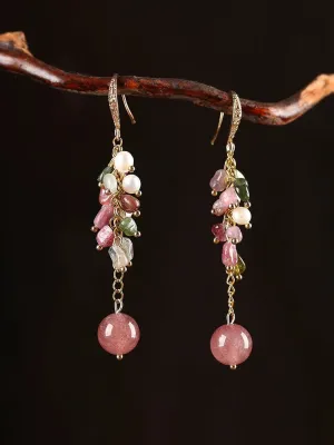 Dangle Earrings: Strawberry Quart