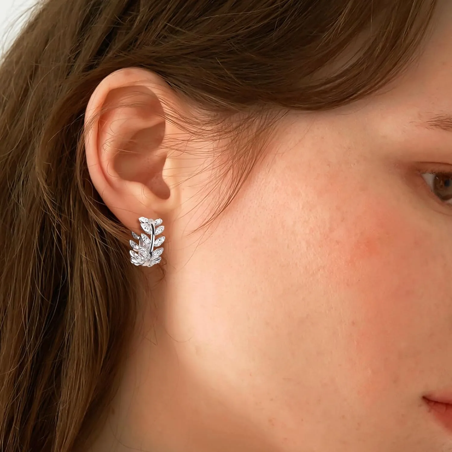 DAYBYDAY Huggie Earrings for Women 925 Sterling Silver Cubic Zirconia Gemstone Small Hoop Earrings, Leaf/Butterfly Cross/Huggie Hoop Earrings Anniversary Birthday Valentines Jewelry