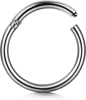 D.Bella Hinged Nose Rings Hoop 316L Surgical Steel Hypoallergenic Septum Ring Lip Ring Helix Cartilage Rook Earrings Body Piercing Jewelry 14G 16G 18G 20G, Diameter 5mm to 14mm
