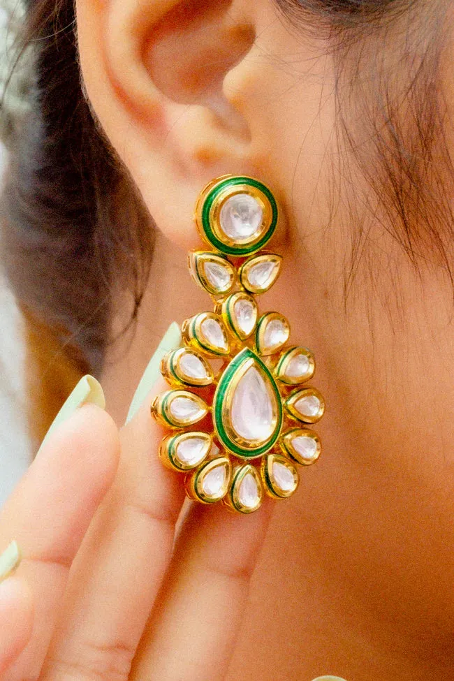 Designer Gold Plated Royal Kundan Ruby & Emerald Necklace with Earrings (D884)