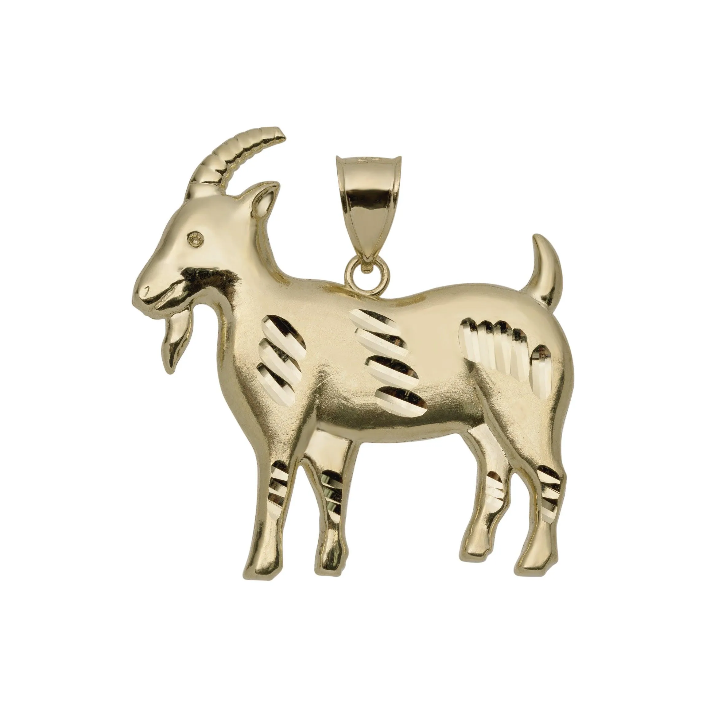 Diamond-Cut Goat Pendant 10K Yellow Gold