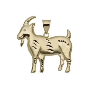 Diamond-Cut Goat Pendant 10K Yellow Gold