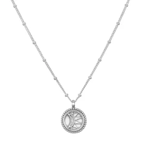 Dot Sunburst Pendant Necklace Silver 16"