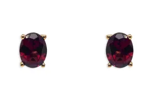 Earrings 18kt Gold Oval Garnet 3.94cts Studs