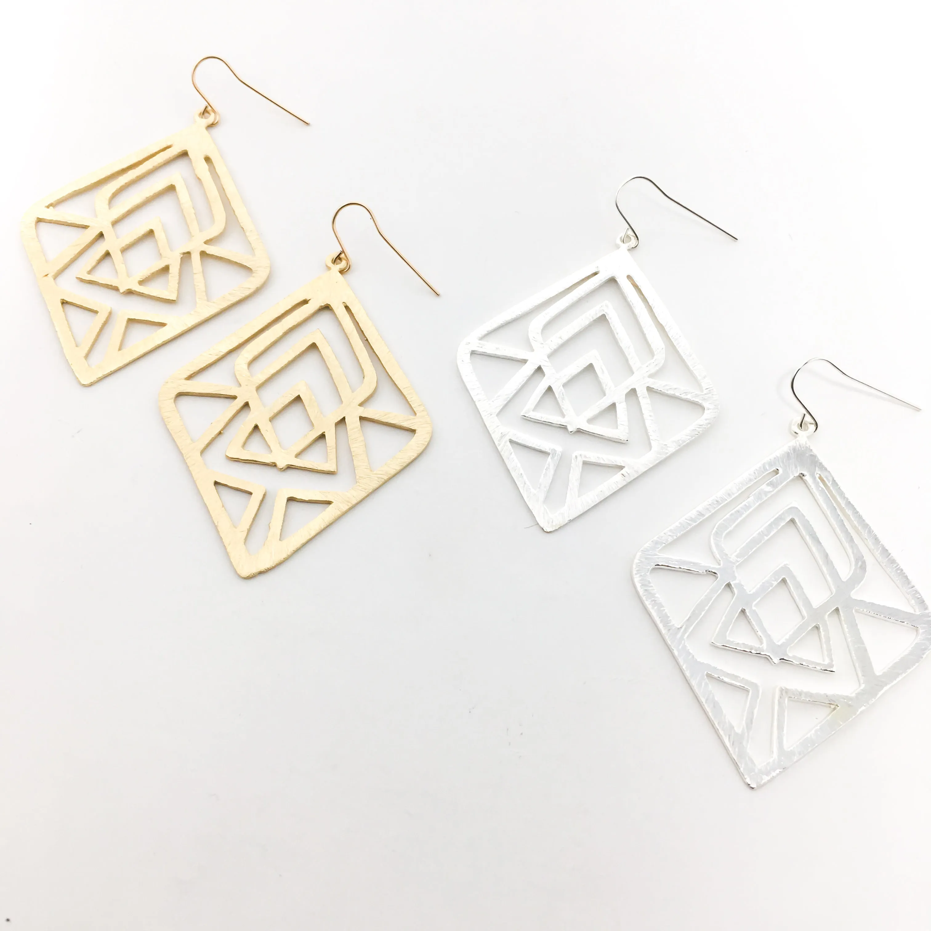 Eden Brushed Diamond Pattern Earrings