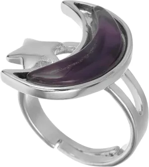 Elegant Natural Crystal Couples Ring Moon Ring Women's Wedding His Hers Set