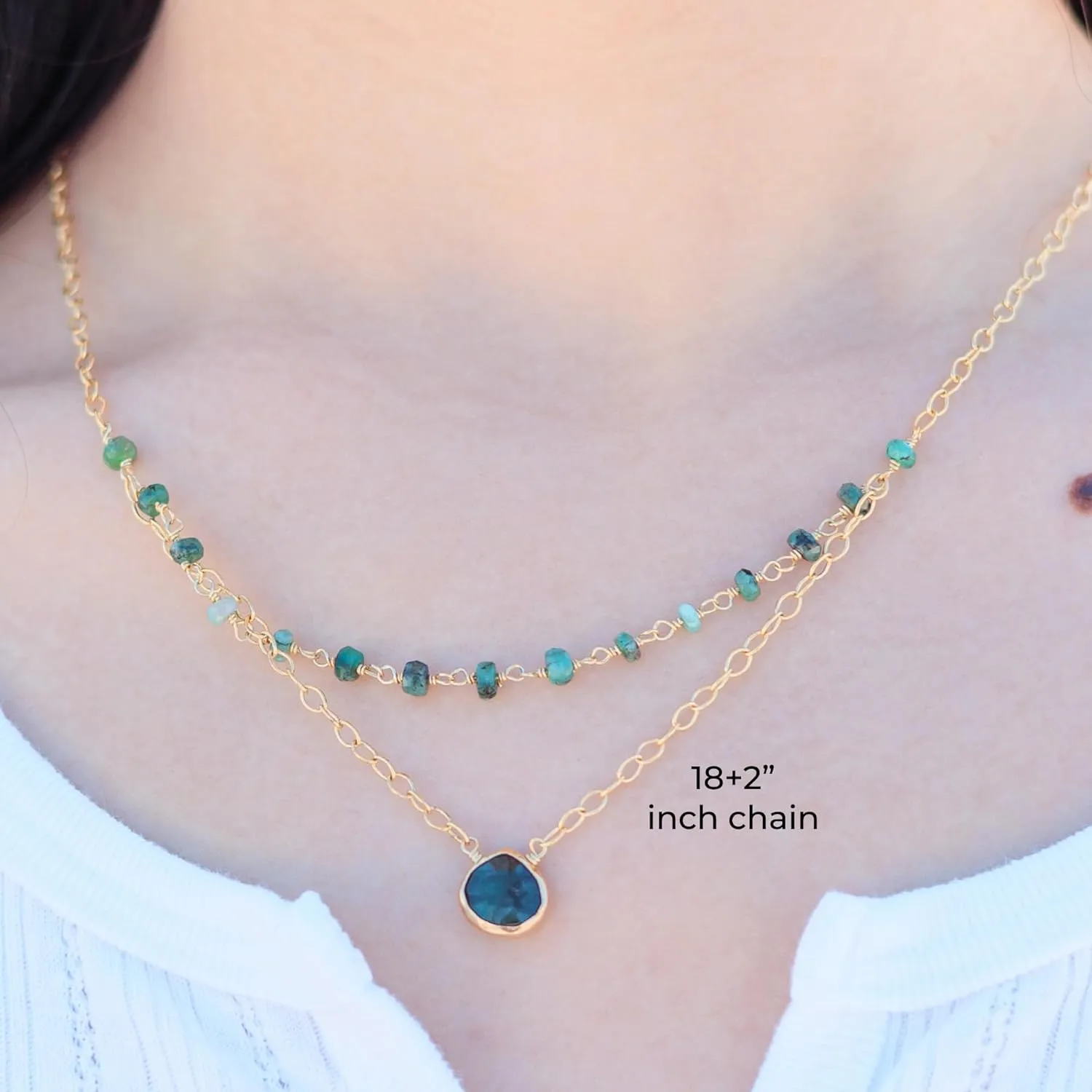 Emerald Layering Necklace for Women, Premium Layered Gold Necklaces - Tarnish Free 18K Gold Vermeil Certified S925 Classic Stack Necklace Gold Jewelry for Women - Mothers Day Gifts for Mom Wife