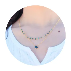 Emerald Layering Necklace for Women, Premium Layered Gold Necklaces - Tarnish Free 18K Gold Vermeil Certified S925 Classic Stack Necklace Gold Jewelry for Women - Mothers Day Gifts for Mom Wife