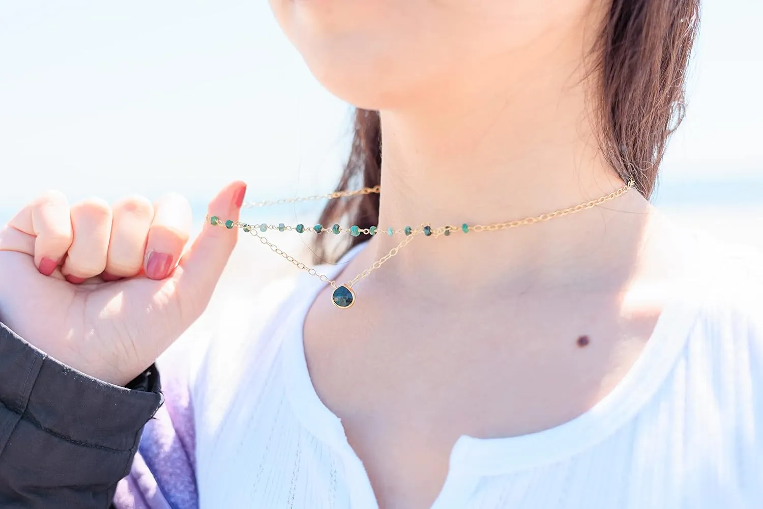 Emerald Layering Necklace for Women, Premium Layered Gold Necklaces - Tarnish Free 18K Gold Vermeil Certified S925 Classic Stack Necklace Gold Jewelry for Women - Mothers Day Gifts for Mom Wife
