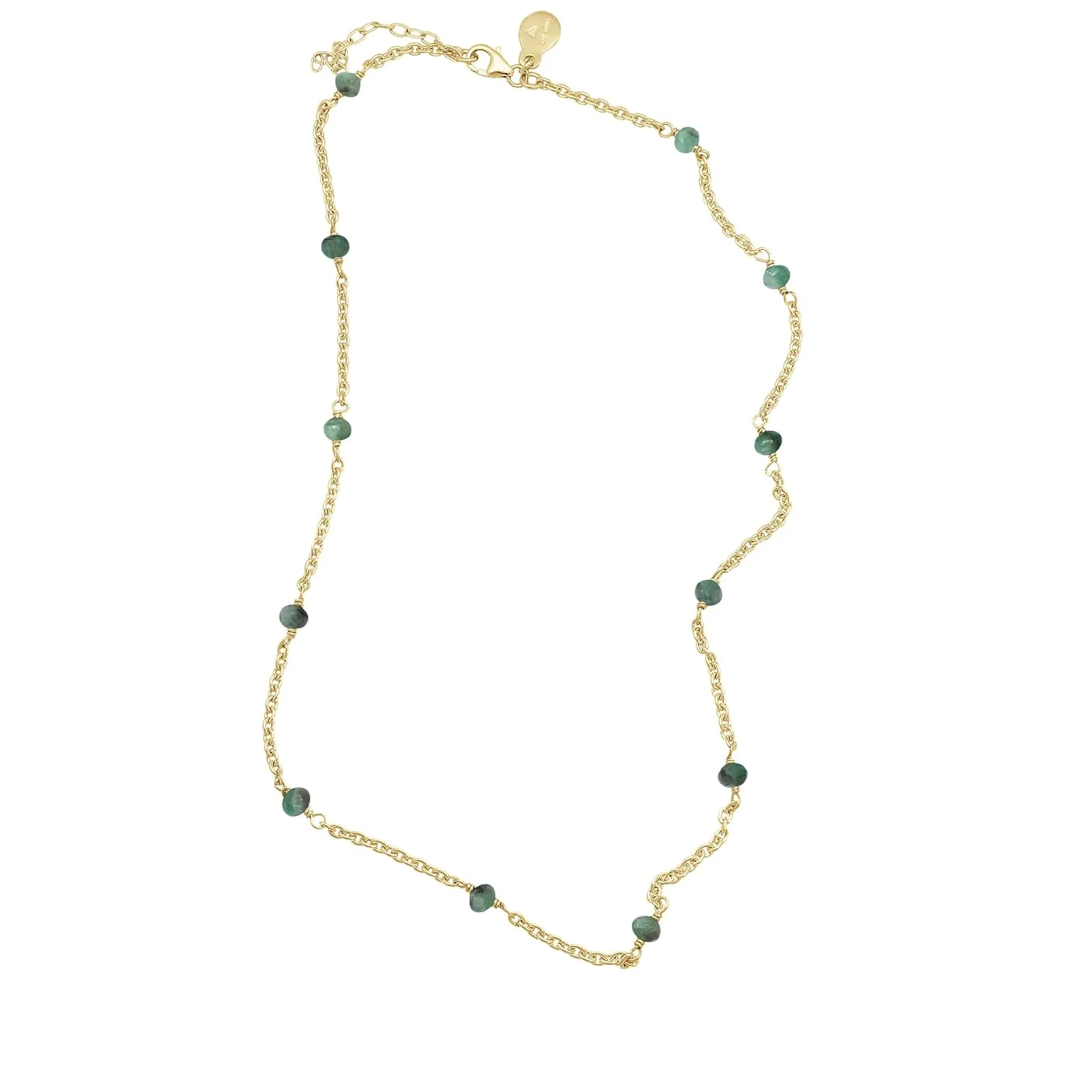 Emerald Necklace for Women, Premium Beaded Gold Necklaces for Women - Tarnish Free 18K Gold Vermeil Certified S925 Classic Statement Necklace Gold Jewelry for Women - Mothers Day Gifts for Mom Wife