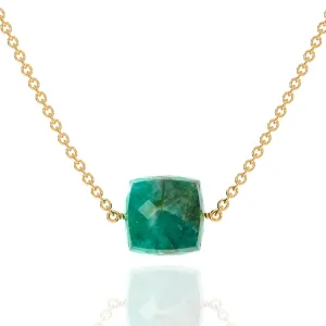 Emerald Necklace for Women, Premium Gold Cube Necklaces for Women - Tarnish Free 18K Gold Vermeil Certified S925 Classic Statement Necklace Gold Jewelry for Women - Mothers Day Gifts for Mom Wife